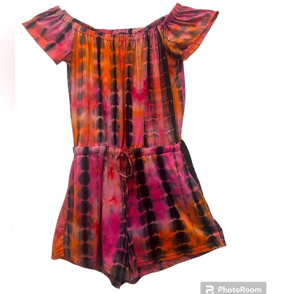 Very J ruched shoulders multicolor romper size L (3x$15)